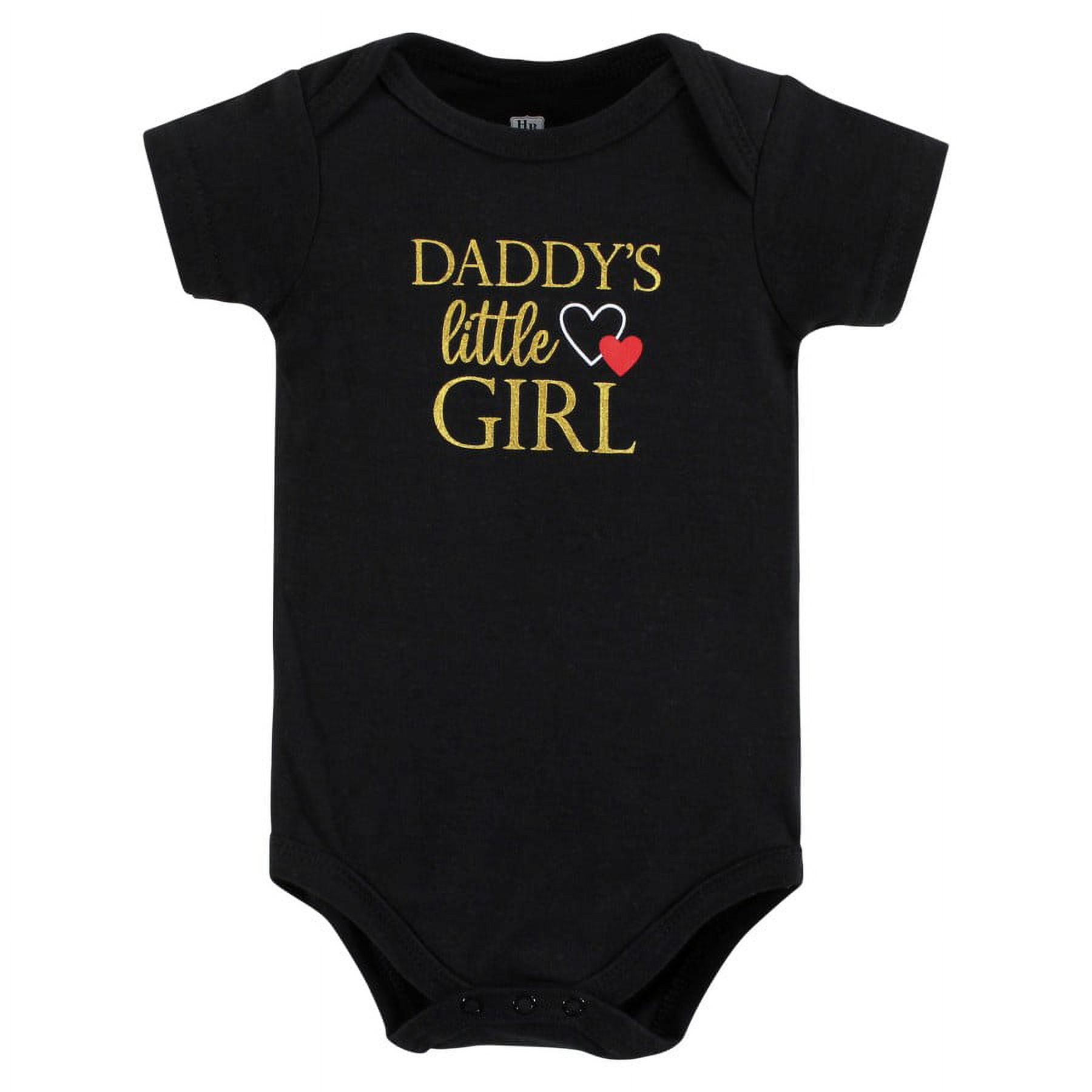 Hudson Baby Infant Girl Cotton Bodysuits, Girl Daddy Red Black 3Pk, Preemie