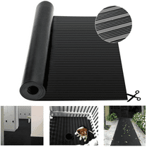 Qunbio Corrugated Rubber Floor Mat, 3.3ft x 9.8ft Fine Rib Heavy Duty Garage Floor Mat for Home, Entryway, Lab, Indoor Outdoor Floor Protection