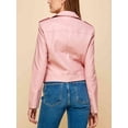 thumbnail image 4 of Made by Johnny Women's Asymmetrical Faux Lether Belted Moto Jacket XXL PINK, 4 of 5