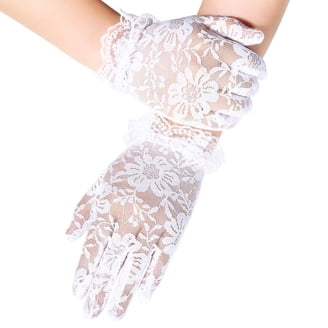 chinese dress ladies Women's Long Opera Satin Gloves, White / One