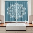 thumbnail image 2 of Ambesonne Leaf Kitchen Curtains, Lace Style Royal Round, 55"x45", Slate Blue White, 2 of 3