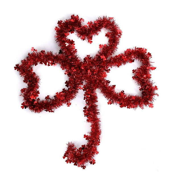 TINSEL GARANDO Guirnalda de chamrock Decoraciones de lámina metálica Colgada de techo para bodas de Navidad Uso al aire libre y interior 2mred 8 piezas Inevent HA012699-03