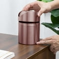 thumbnail image 3 of Elegant Gold Small Recycling Push Lid Can For Bathroom Desk Stylish Waste, 3 of 6