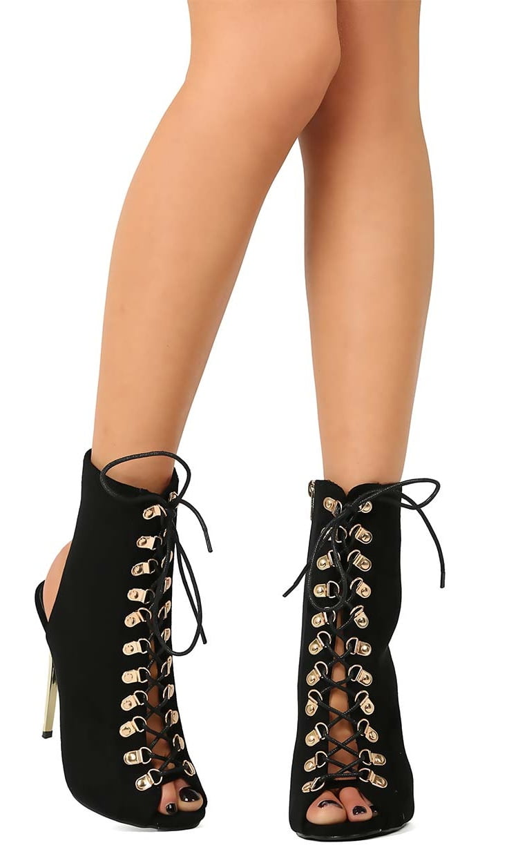 Privileged Intricate Cutout Corset Lace-Up Peep Toe Stiletto Heel