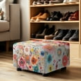 thumbnail image 4 of Xixirimido Vibrant Bohemian Flowers Pattern Ottoman Cover Rectangle Storage Ottoman Slipcover Stretch Footrest Stool Covers with Elastic Band for Rectangle and Square Ottoman,Small, 4 of 7