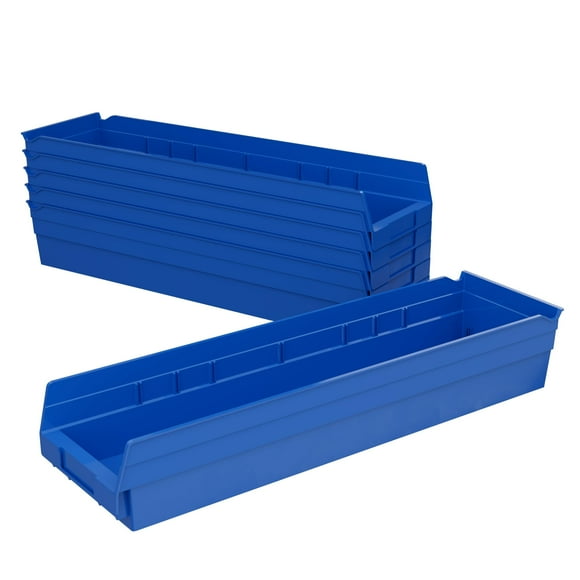 Akro-Mils 30164 Conteneurs en Plastique pour Organiser et Ranger Bacs pour Placard, Cuisine, Bureau Ou Garde-Manger, 24 Pouces x 6-1/2 Pouces x 4 Pouces, Bleu, Lot de 6
