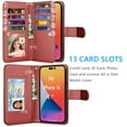 thumbnail image 2 of For Apple iPhone 14 Wallet Case, EBIZCITY Luxury Cash Credit Card Slots Holder PU Leather Flip Cover [Detachable Magnetic TPU Case] & Kickstand & Wristlet Strap Cover -Wine Red, 2 of 6
