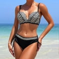 thumbnail image 3 of Gibobby Trajes de Baño para Mujer Bikini estampado de cintura media para mujer Trajes de baño sexy push up de dos piezas Traje de baño vintage Conjunto d(Negro,G), 3 of 4