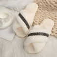 thumbnail image 6 of Womens Slippers Flat Heel Open Toe Slides Outdoor Indoor Warm Plush Casual Bedroom Shoes for Women White 9, 6 of 10
