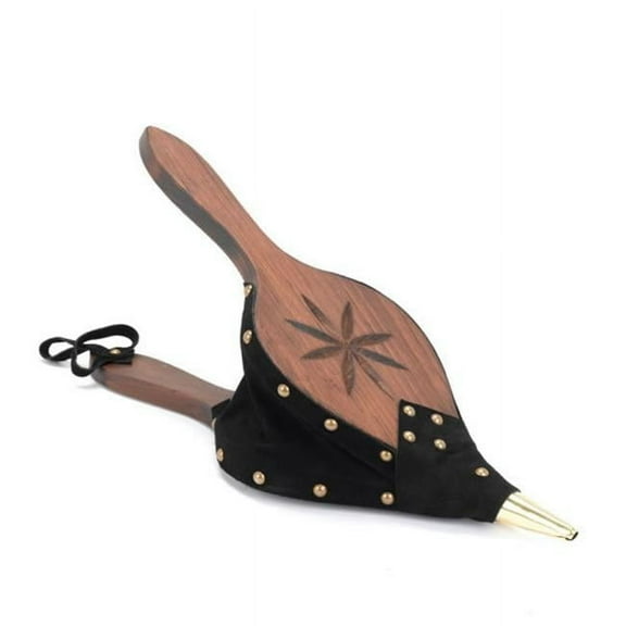 JOHNNY BEARD COMPANY 68020 Rosette Oil Finished Pine Bellows- Leather Trim- 7.5 in. x 21 in.