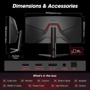 KOORUI 34 UWQHD Curved Gaming Monitor, 180Hz Ultrawide Monitor, 3440×1440p 1ms(MPRT) HDR400