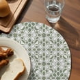 thumbnail image 3 of Sage Green Round 13 Inch Placemats Set of 6, Retro Abstract Morocco Geometric Texture HeatResistant Non Slip Place Mats for Dining Table, Wipeable Braided Kitchen Table Mats for Housewarming, 3 of 9