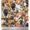 thumbnail image 1 of Soimoi Velvet Fabric Pug,Beagle & English Cocker Spaniel Dog Scene Printed Craft Fabric by The Yard 58 Inch Wide, 1 of 3