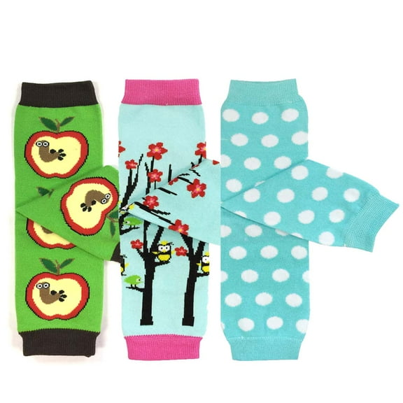 Wrapables® Baby 3-Pair Fun and Playtime Leg Warmers, Apple, Owls, Dots