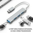 thumbnail image 4 of Mini Type-c Hub Extensions, 4 Port USB , Type-c Adapter Station, Ultra Slim Portable Data Hub, Type-c Splitter Aluminum, 4 of 8