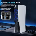 thumbnail image 4 of Cooling Fan for PS5 Accessories with 3 Blue LED Light/ 2 USB 3.0 Ports / 2 Fan Speed,Compatible with PlayStation 5 Console Digital/CD Version, High Efficiency PS5 Cooler Station, 4 of 7