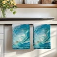 thumbnail image 7 of Teal Blue Coastal Wave Kitchen Towels Set of 2, Modern Summer Ocean Beach Sea Absorbent Dish Towels for Kitchen, Microfiber Hand Towel, Quick Drying Tea Towel for Cleaning Decorative Dishcloths, 7 of 7