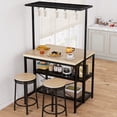 thumbnail image 4 of Huisuilinss Kitchen Island Table,Microwave Stand Oven Shelf,Metal Coffee Bar Table,Bakers Rack With 3 Tier Storage And 5 Hooks,Kitchen Storage For Spices Pots Pans,Stool Not Included, 4 of 7