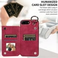 thumbnail image 2 of Nalacover for iPhone 8 Plus/7 Plus Wallet Case with Card Slots & Metal Finger Ring, Durable PU Leather Back Double Magnetic Botton Flip Kickstand Purse Shockproof Phone Case,Red, 2 of 10