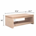 thumbnail image 6 of Modern Wood Coffee Table with Beaded Trim – 47" Rectangular Coffee Table with Open Storage Shelf, Light Natural Finish – Farmhouse & Coastal Living Room Furniture, 6 of 10