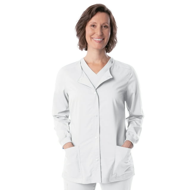 Landau ProFlex Veste de Sarrau pour Femmes : Coupe Moderne Ajustée, Extensible, devant à Boutons-Pression, Col Ras du Cou, Sarraus Médicaux 3038