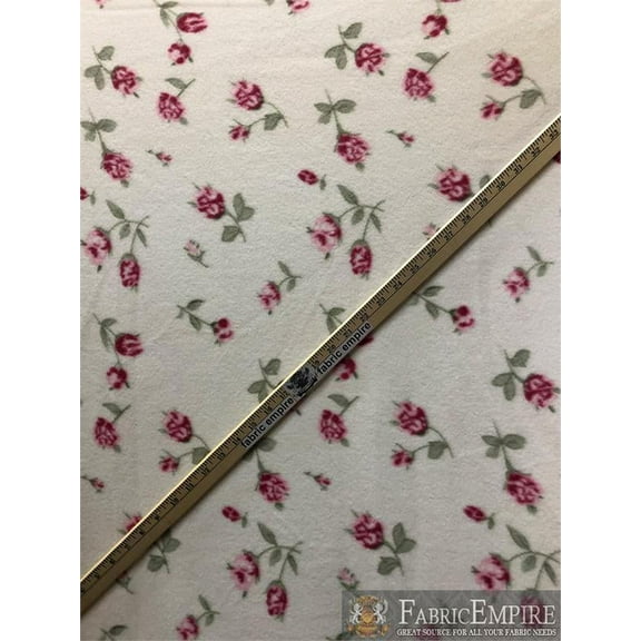 Fleece Printed Fabric MINI ROSES PINK / 58" Wide / Sold by the yard