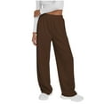 thumbnail image 4 of lmcalzta Womens Fleece Lined Sweatpants Wide Leg Thermal Winter Baggy Sweat Pants with Pockets, 4 of 8