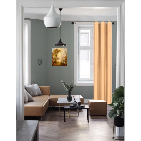 Gorgeous Home Linen (#32) Hotel Quality Silver Top Grommet Faux Silk Gold Thermal Foam Lined Heavy Thick Window Curtain 108" Length (1-Piece)