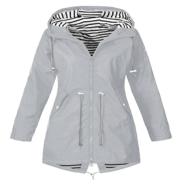 PENGXIANG Coupe-Vent Imperméable à Capuche Doublé pour Femmes Veste Légère Extérieure Imperméable 4TG