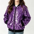 thumbnail image 5 of ATOGUTA Girls Sequin Jacket Lightweight Zipper Fall Winter Coats With Pockets Trendy Outwear Purple, 5 of 8