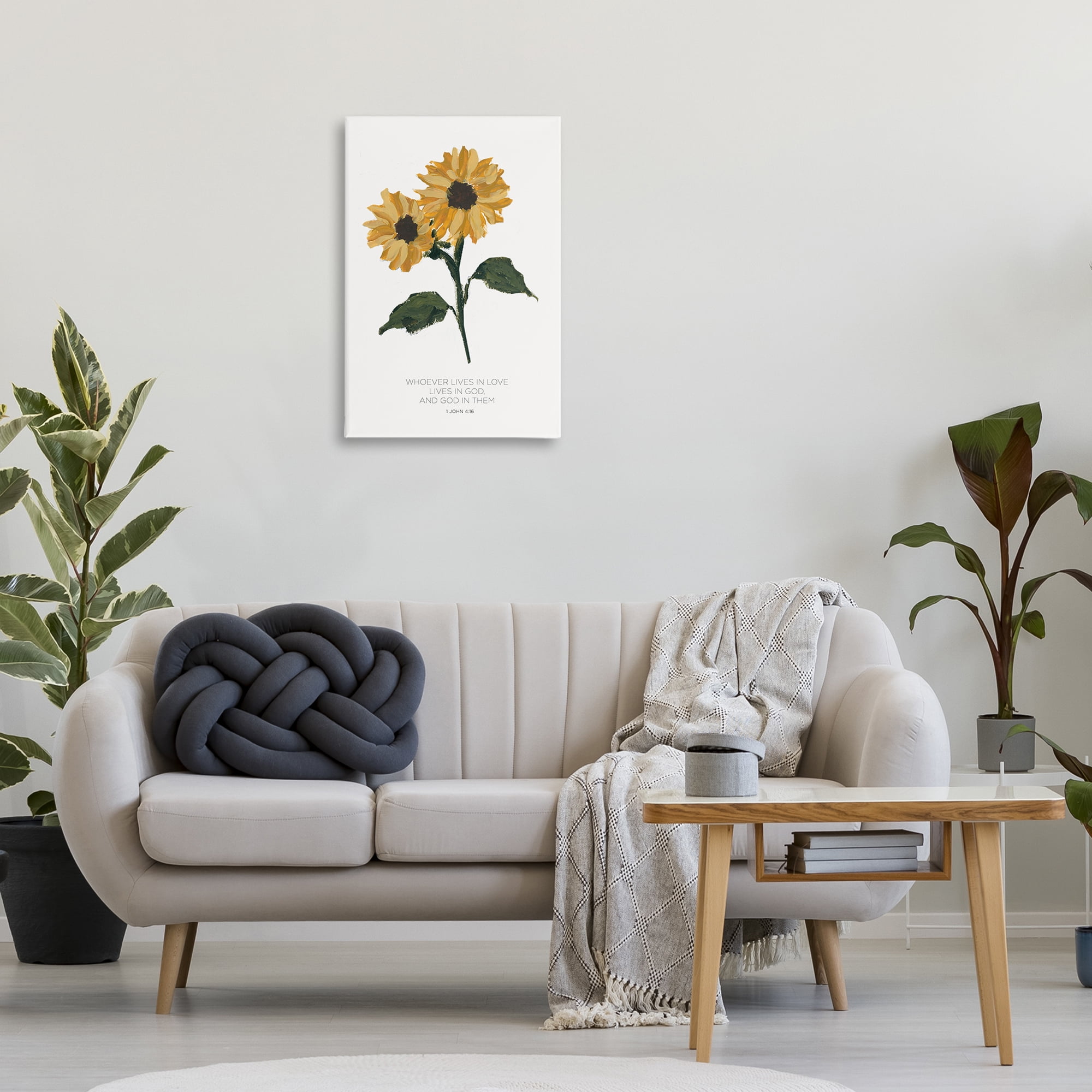 Stupell Industries Proverb with Sunflowers Religious Painting Gallery Wrapped Canvas Art Print Wall Art, 20 x 30
