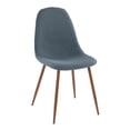 thumbnail image 4 of LumiSource Walnut Wood, Clear Glass, Grey Fabric Folia Square Pebble Dining Set - 5 Piece, 4 of 5