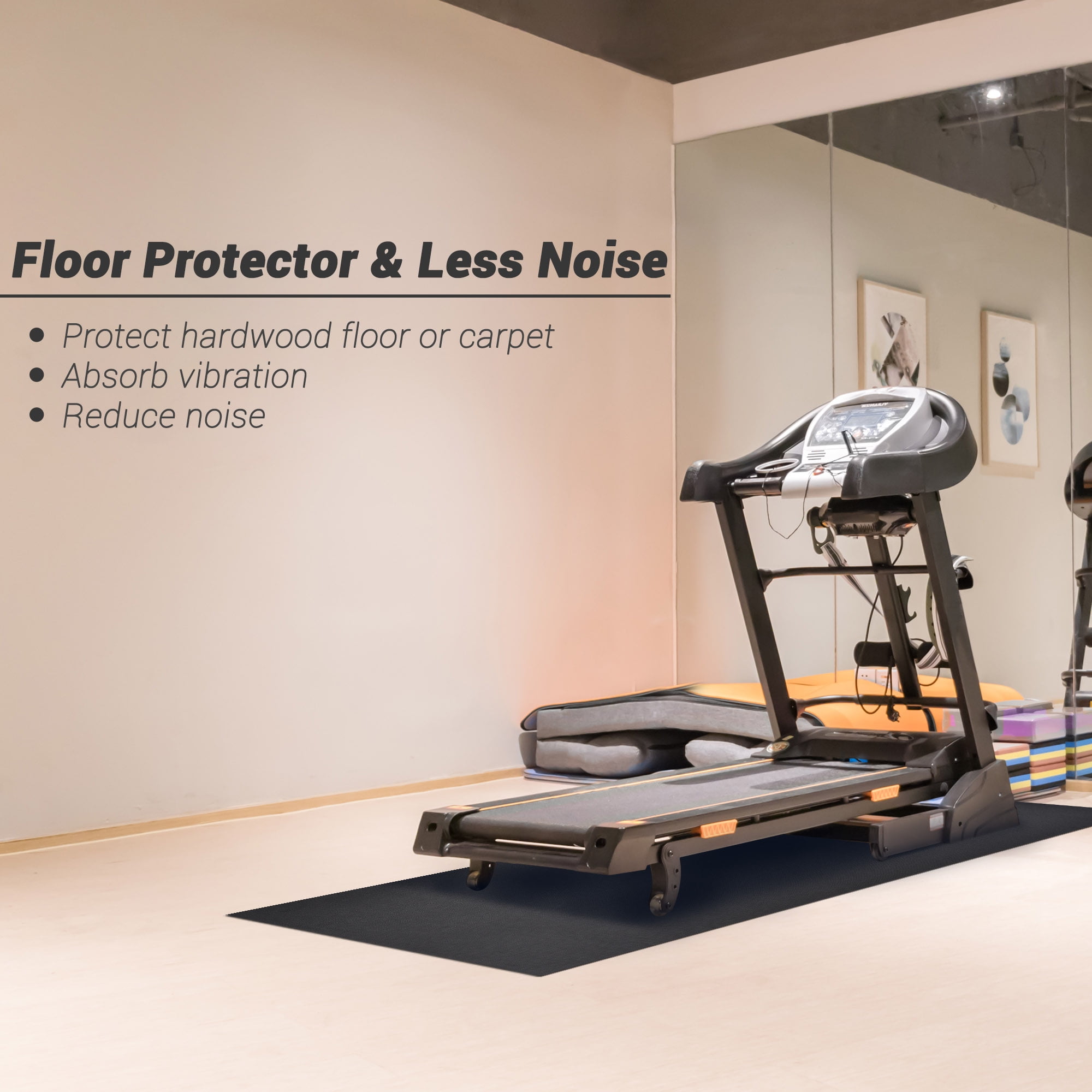 Yescom Exercise Equipment Mat 6 x3 Non Slip Fitness Mat Treadmill Mat for Large Treadmills Cardio Home Gym Indoor Flooring Shoes Friendly Walmart