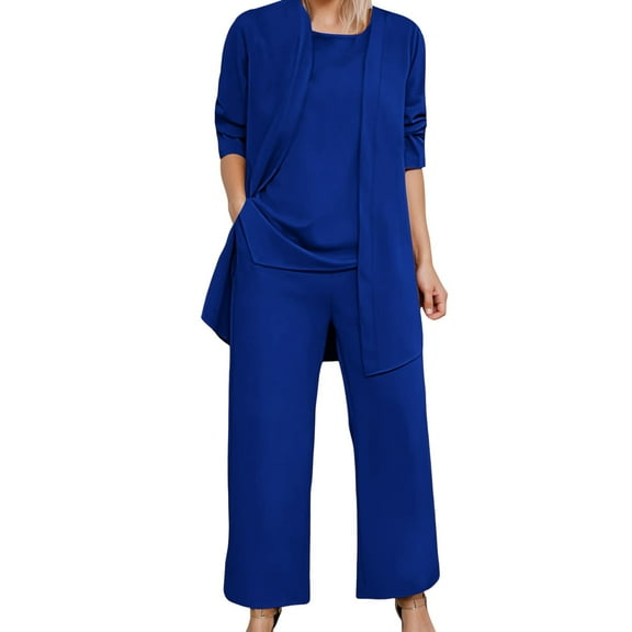 UJNDER Casual Women's Trousers Suit Comfortable and Stylish Long Pants Set for Daily Wear and Vacations Ideal for Spring and Summer Season Pant Suits for Women Blue 4=XL
