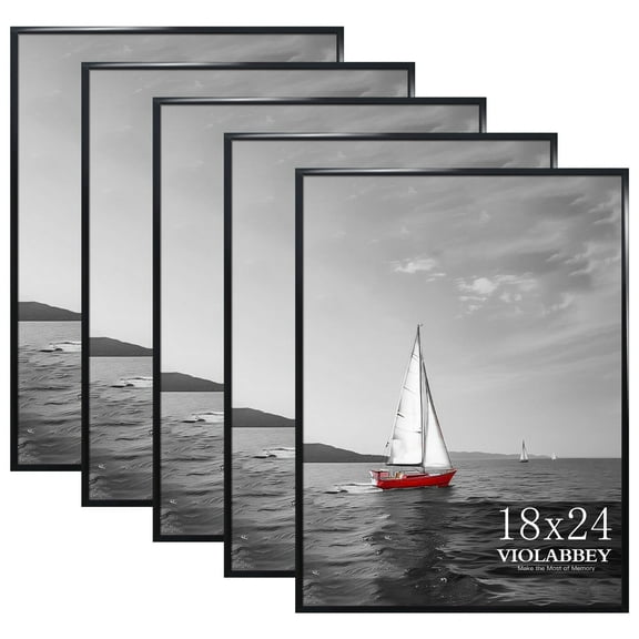 VIOLABBEY 18x24 Frame Set of 5, Gallery Frame for Wall Mounting, Black