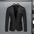 thumbnail image 2 of Lohuatrd Men Suit Coat Formal Business Style Single Button Cardigan Slim Fit Long Sleeve Turn-down Collar Solid Color Groom Groomsman Wedding Suit Jacket, 2 of 7