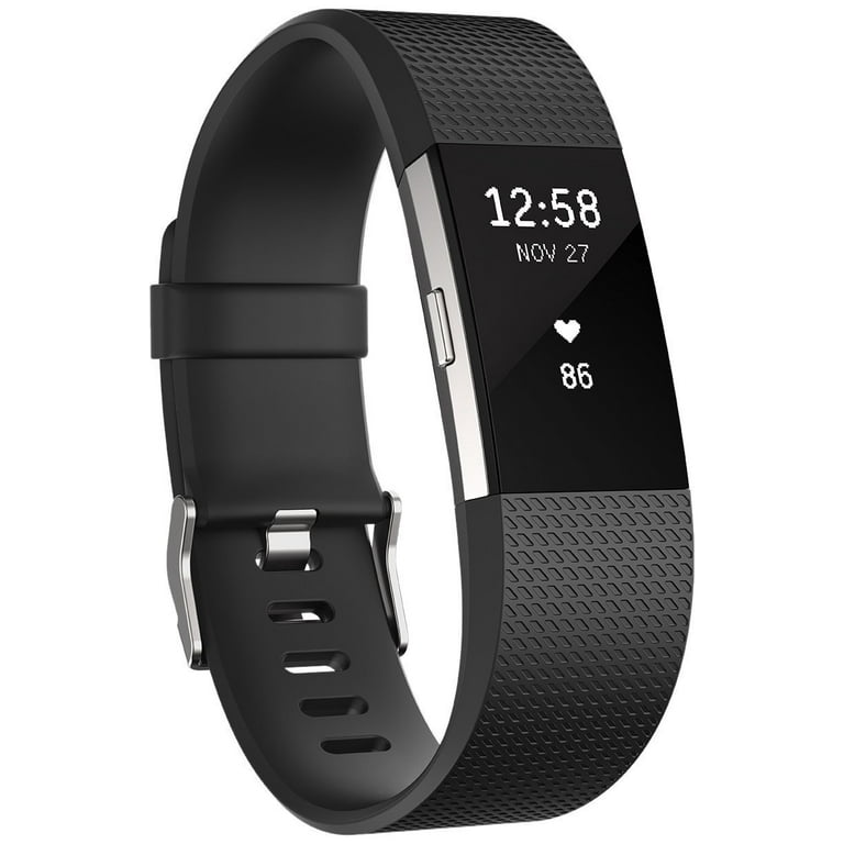 Fitbit Charge 2 Bands Replacement Sport Strap Accessories with Fasteners  and Metal Clasps for Fitbit Charge 2 Wristband (Large, Black)