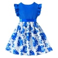 thumbnail image 3 of BULLPIANO Girls Ruffle Trim Dress CrewNeck Floral Belted Casual Party Dress 4-7 Years, 3 of 5