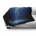 thumbnail image 3 of Magic Soft Flannel Fleece Throw Blanket, Starry Night Sky Vibrant Blue Tones Exploding Flakes Illustration, Cozy Plush for Indoor and Outdoor Use, 60" x 80", Night Blue Sky Blue, by Ambesonne, 3 of 6