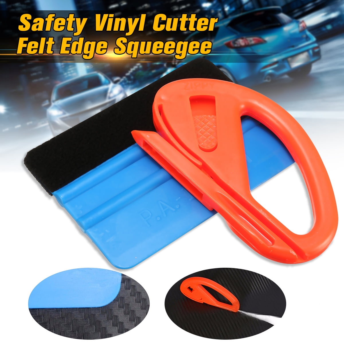 Vinyl Safety Cutter /& Felt Edge Squeegee Scraper Car Wrapping Tools Professional