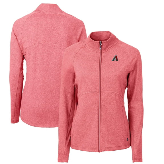Women's Cutter & Buck Heather Red Arizona Diamondbacks Adapt Eco Knit Heather Recycled Full-Zip Jacket