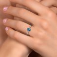 thumbnail image 4 of Gem Stone King 10K White Gold Persian Blue Moissanite and Lab Grown Diamond Engagement Ring for Women | 0.76 Cttw | Octagon 6X4MM | Gemstone Birthstone | Size 7, 4 of 6