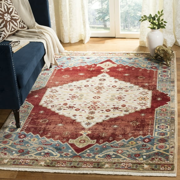 SAFAVIEH Kashan Mihaela Traditional Area Rug, Ivory/Blue, 3'3" x 4'10"