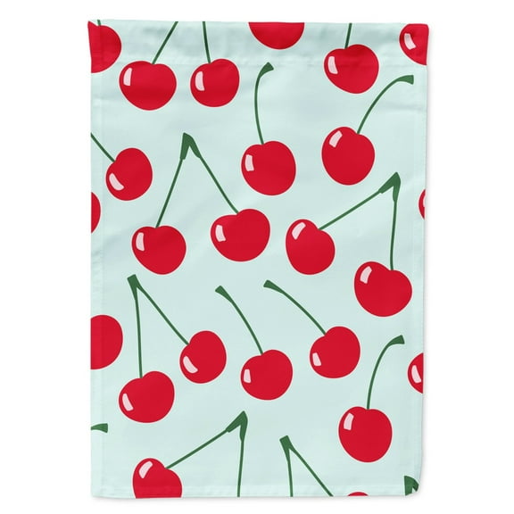 Carolines Treasures BB5148GF Cherries on Blue Flag Garden Size