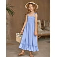thumbnail image 4 of Arshiner Girls Summer Dress Boho Beach Casual Smocked Maxi Dresses, 4 of 9