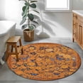 thumbnail image 3 of Small Round Rug 3Ft Washable Non-Slip, Boho Yellow Flowers Circle Area Rugs for Living Room Bedroom, Spring Abstract Watercolor Floral Leaf Indoor Floor Mats Carpet Runner for Home Decor, 3 of 8