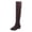 Brown, variant on Dakaela Women’s Knee High Stretch Boots Low Block Heel Pull‑On Wide Calf Tall Boot Soft Faux Suede Dress Boots for Fall Winter Daily Party Occasions