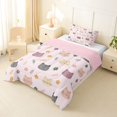 thumbnail image 2 of Manfei Kawaii Kitten Twin Comforter Sets, Boho Flower Floral Bedding Set, Pink, Pink Reversible, 2pcs, 1 Comforter and 1 Pillowcase, 2 of 7