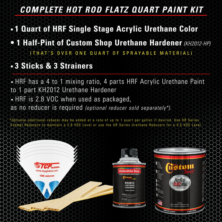 Custom Shop - Winter White - Hot Rod Flatz Flat Matte Satin Urethane Auto  Paint - Complete Quart Paint Kit - Professional Low Sheen Automotive, Car  Truck Coating, 4:1 Mix Ratio 