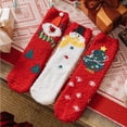 thumbnail image 2 of 3Pairs Christmas Fuzzy Socks Gift Pack Xmas Holiday Fluffy Socks Women Men Kids Winter Warm Slipper Socks Stretchy Novelty Funny Colorful Crew Socks, 2 of 5